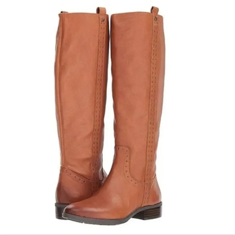 Sam Edelman Prina Women's Brown Leather Studded Knee High Riding Boots - 6.5